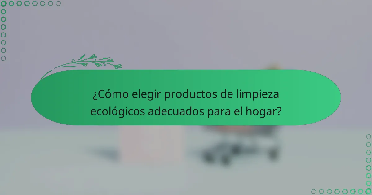 ¿Cómo elegir productos de limpieza ecológicos adecuados para el hogar?