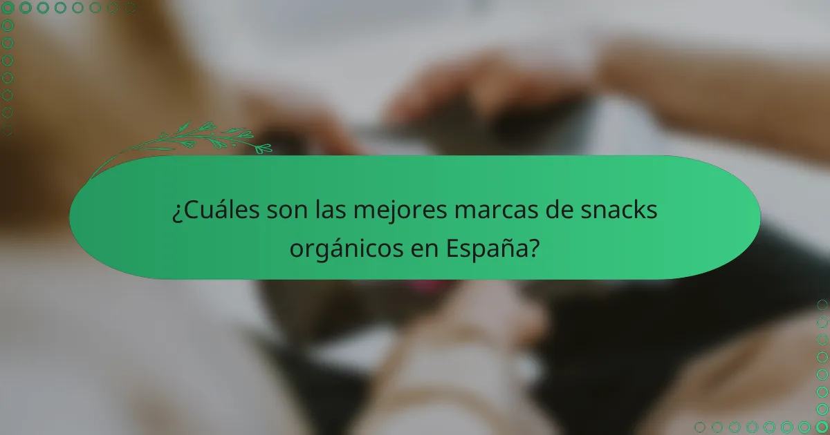 ¿Cuáles son las mejores marcas de snacks orgánicos en España?