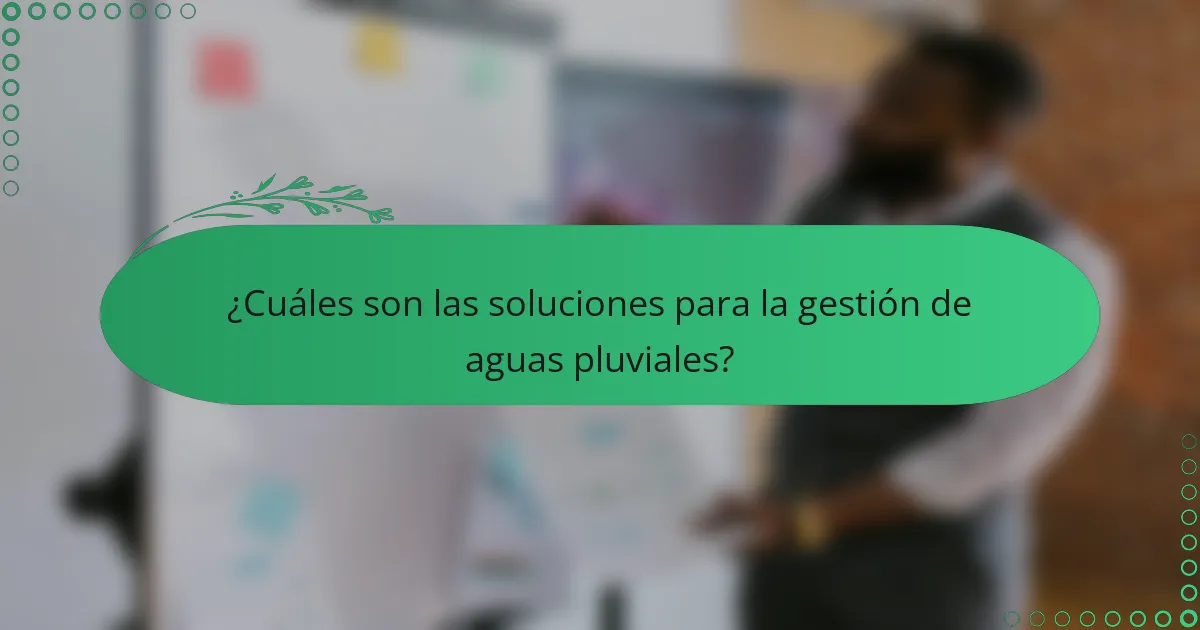 ¿Cuáles son las soluciones para la gestión de aguas pluviales?