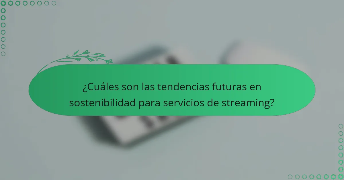 ¿Cuáles son las tendencias futuras en sostenibilidad para servicios de streaming?