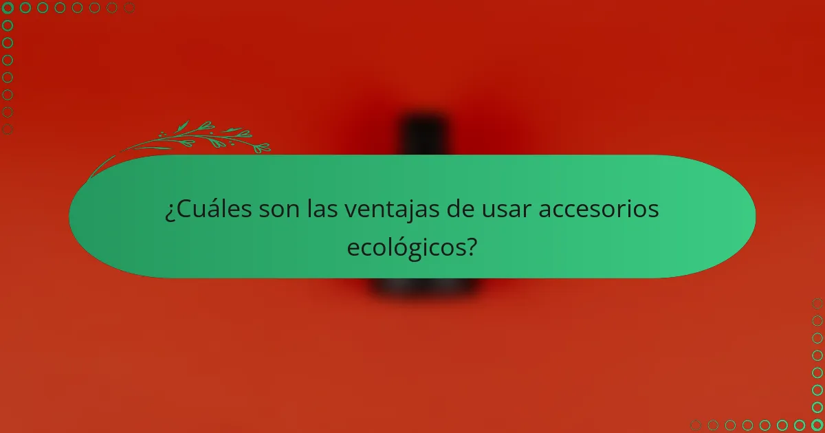 ¿Cuáles son las ventajas de usar accesorios ecológicos?