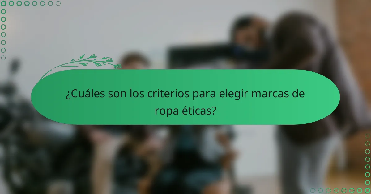 ¿Cuáles son los criterios para elegir marcas de ropa éticas?