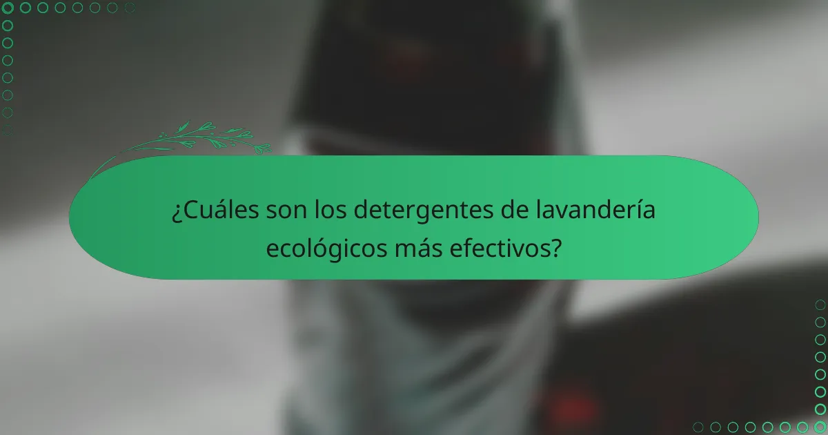 ¿Cuáles son los detergentes de lavandería ecológicos más efectivos?