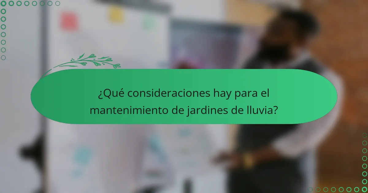 ¿Qué consideraciones hay para el mantenimiento de jardines de lluvia?