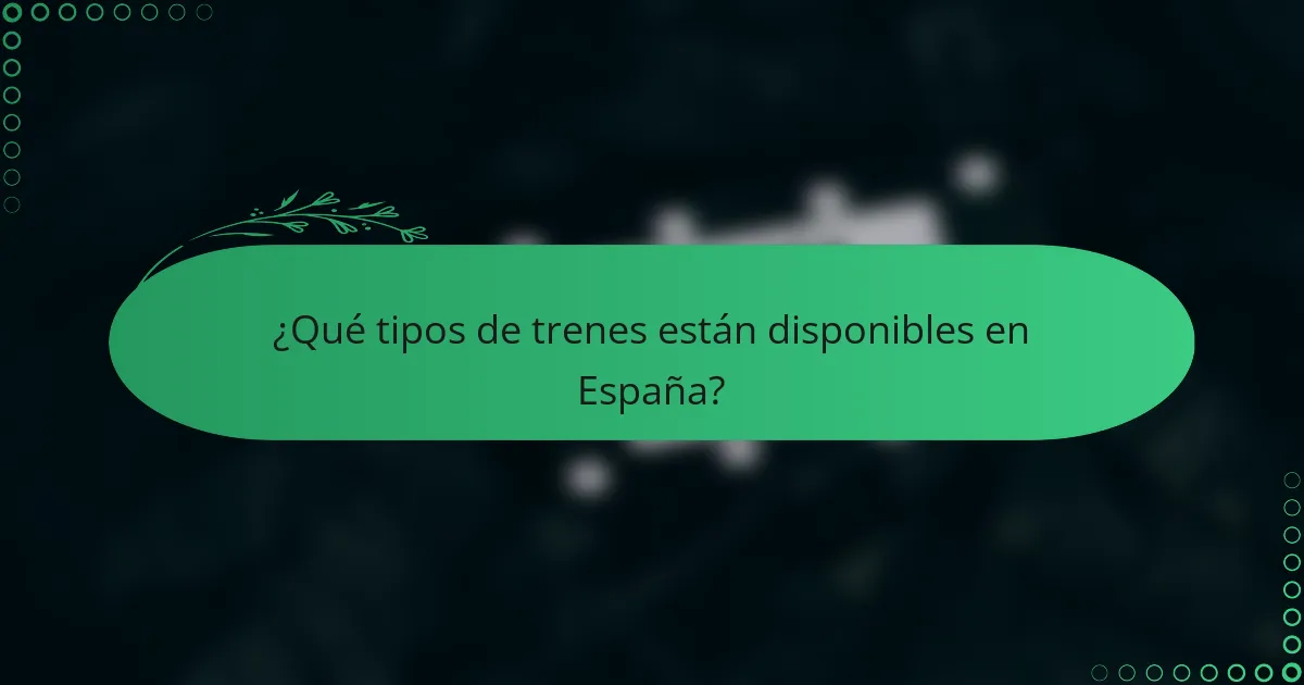 ¿Qué tipos de trenes están disponibles en España?
